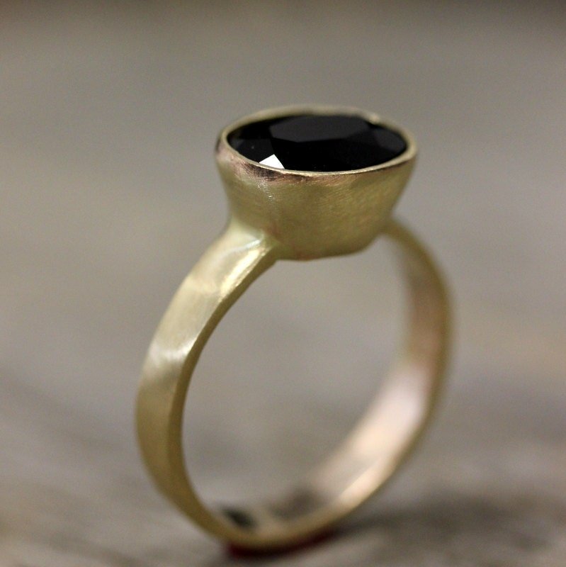 14k Gold And Black Spinel Ring, Gemstone and Recycled Gold Ring - Madelynn Cassin Designs