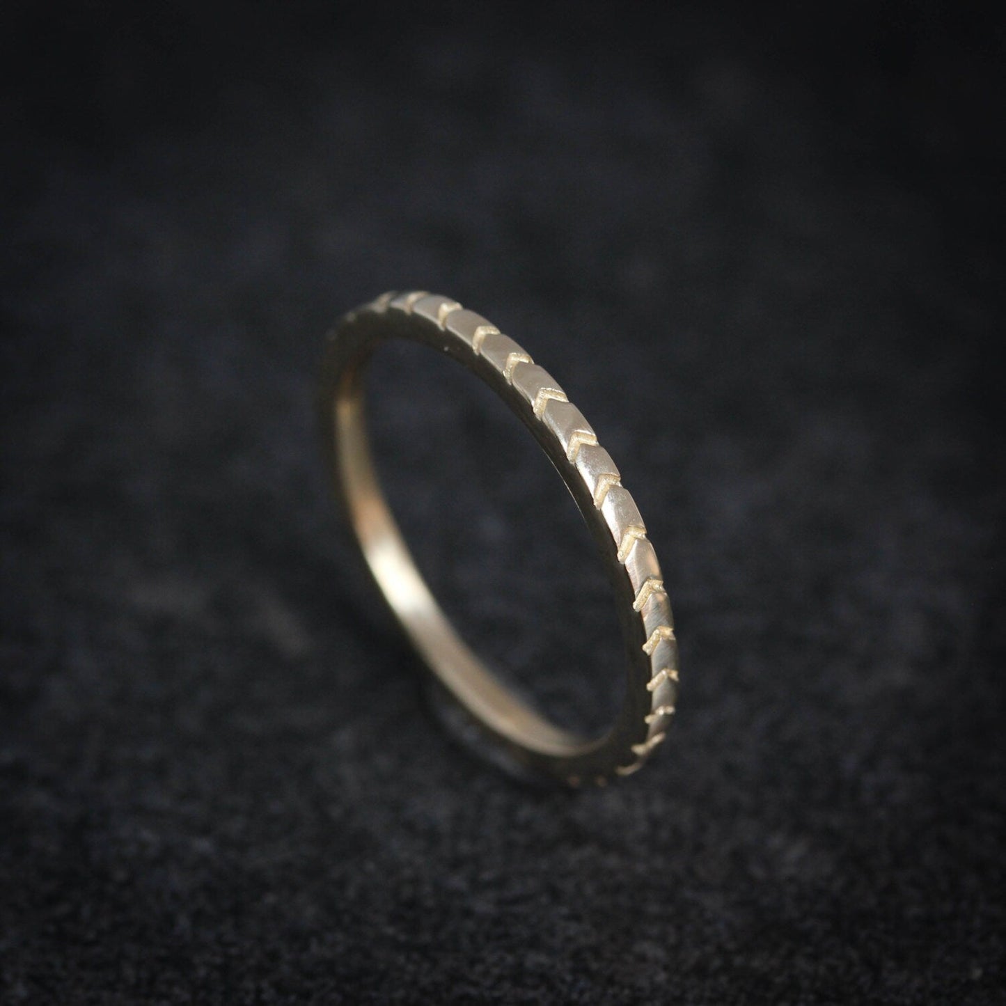 14k Palladium White Gold Gold Chevron Stacking or Wedding Band, Thin Gold Bands, Geometric Stacking Ring - Madelynn Cassin Designs