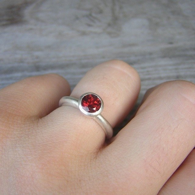 6mm Red Garnet Stacking Ring - Madelynn Cassin Designs