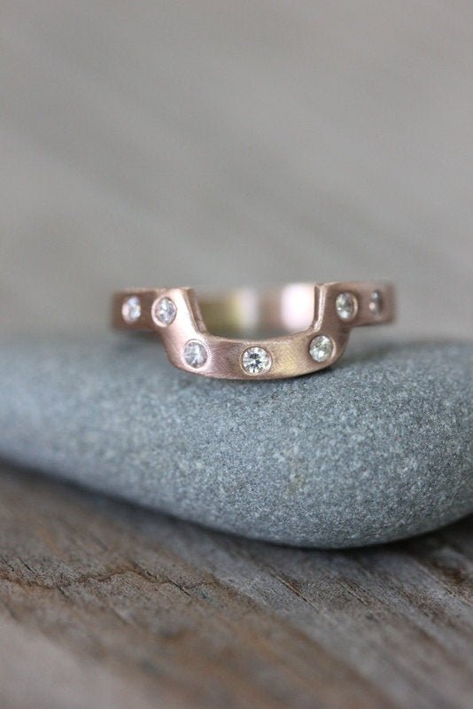 Aquamarine Rose Gold Engagement Ring Wedding Set - Madelynn Cassin Designs