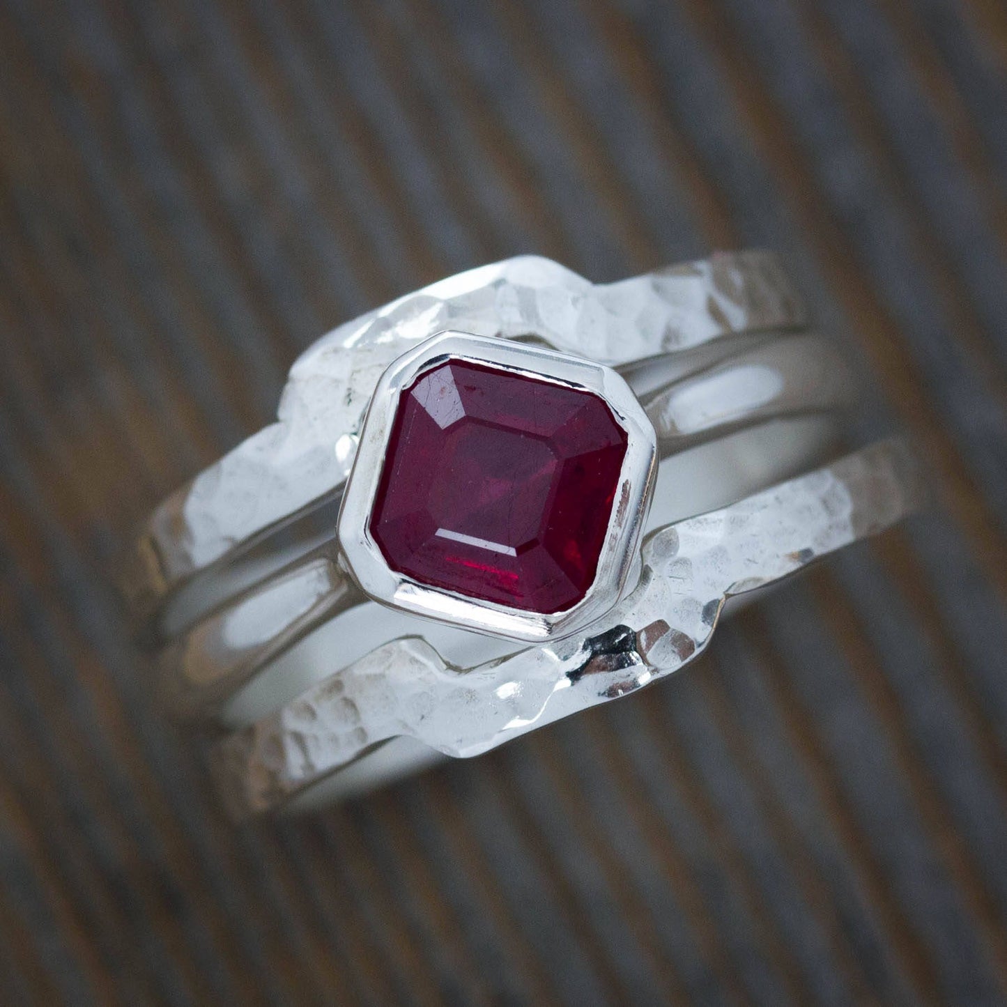 Asscher Cut Ruby Solitaire Ring - Madelynn Cassin Designs