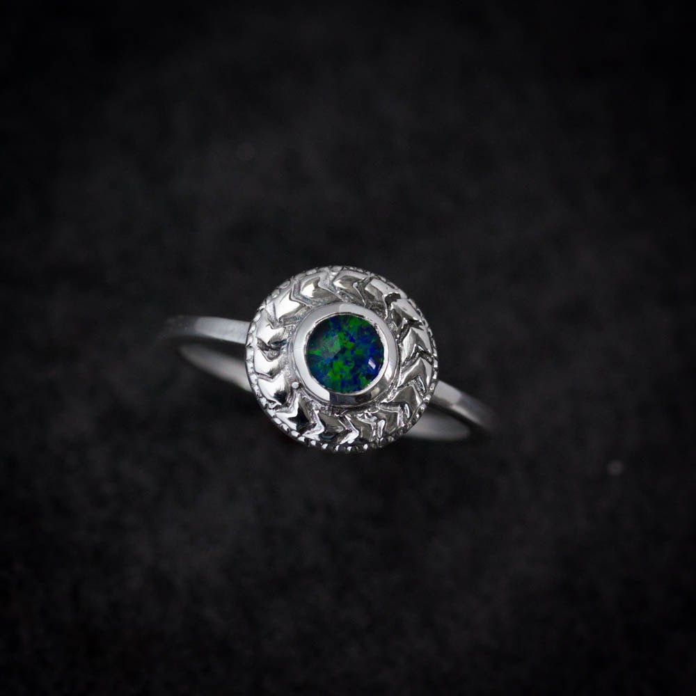 Australian Fire Opal Ring in 925 Sterling Silver Ring - Madelynn Cassin Designs