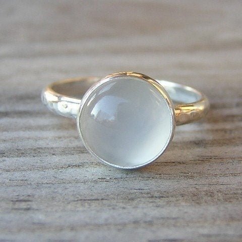 Bezel White Moonstone Ring in Sterling Silver - Madelynn Cassin Designs