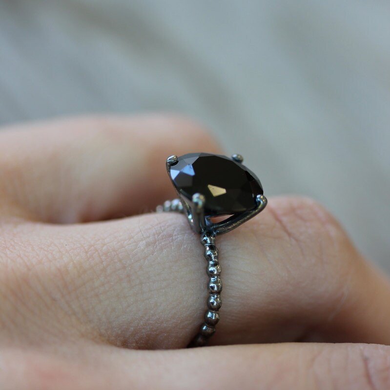 Black Spinel Sterling Silver Cocktail Ring - Madelynn Cassin Designs