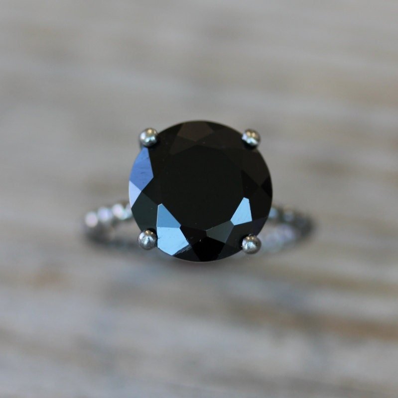 Black Spinel Sterling Silver Cocktail Ring - Madelynn Cassin Designs