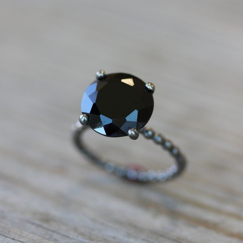 Black Spinel Sterling Silver Cocktail Ring - Madelynn Cassin Designs