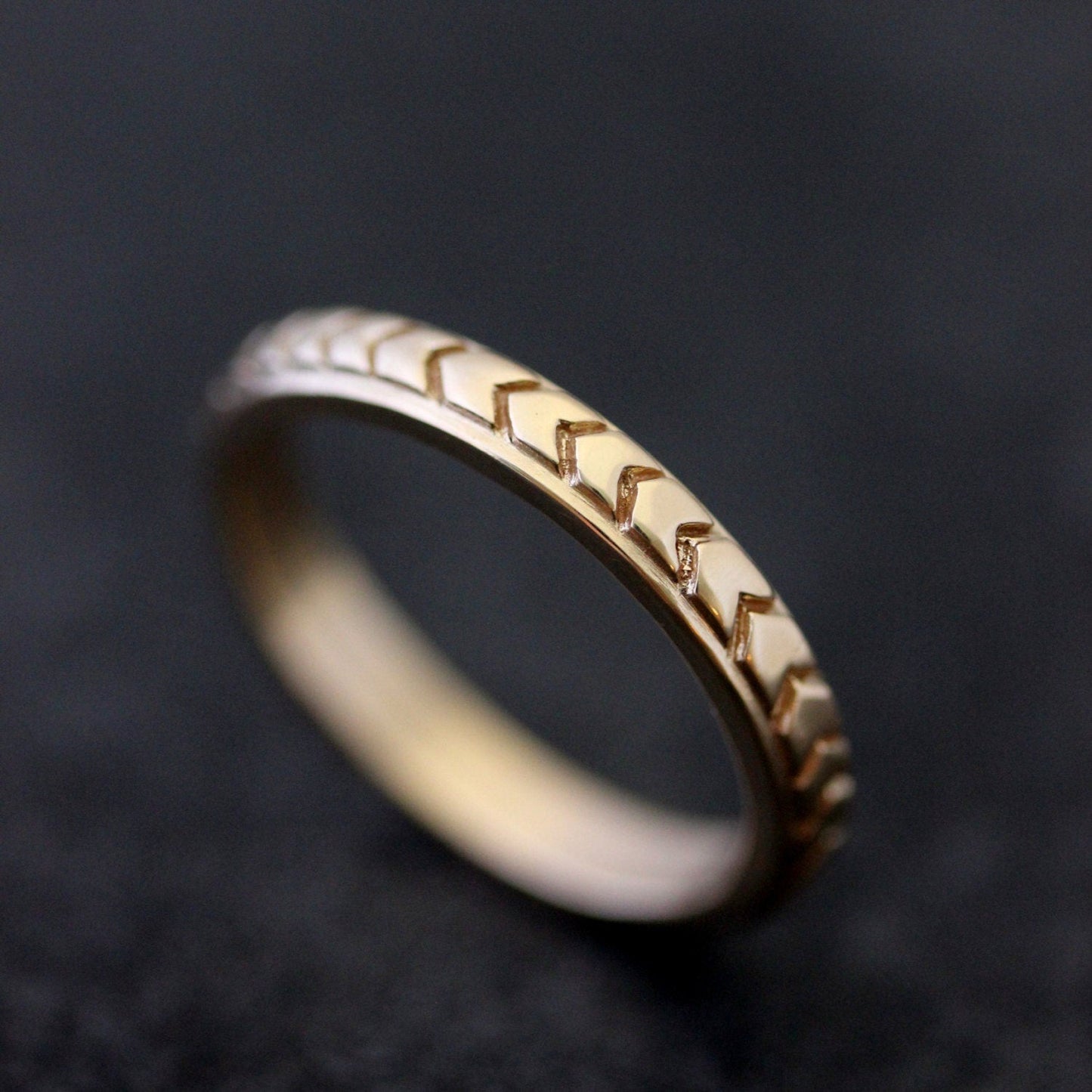 Chevron Wedding Band in 14k Gold - Madelynn Cassin Designs