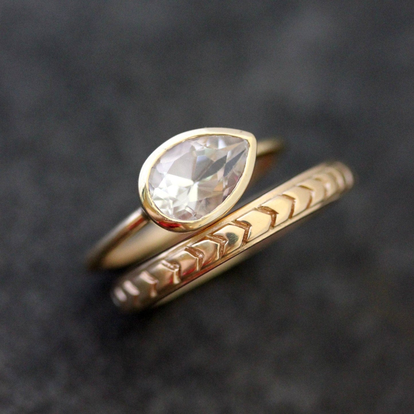 Chevron Wedding Band in 14k Gold - Madelynn Cassin Designs
