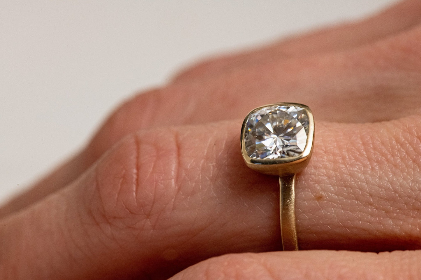 Cushion Cut Moissanite Yellow Gold Ring - Madelynn Cassin Designs