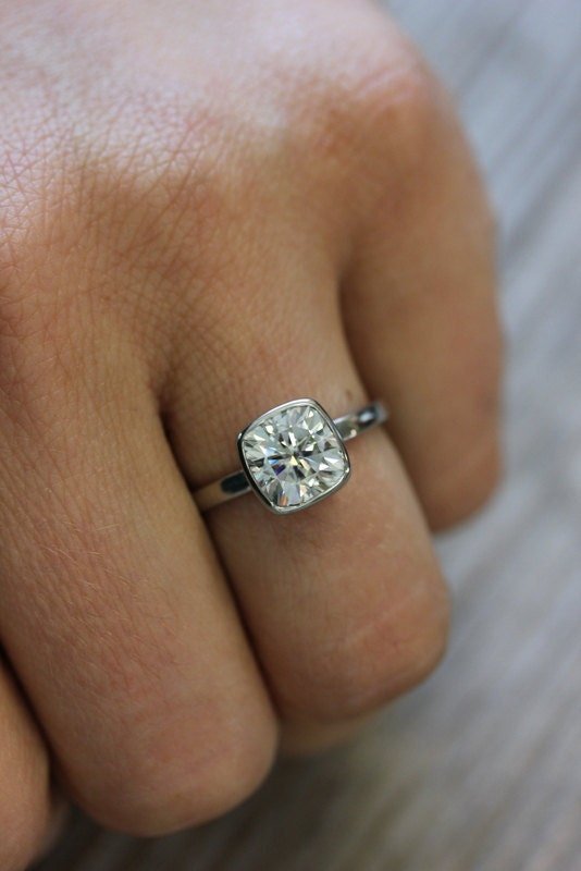 Cushion Cut White Gold Moissanite Ring - Madelynn Cassin Designs