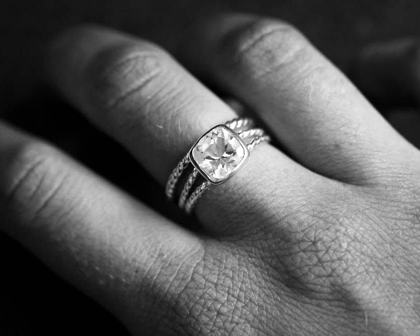 Cushion White Topaz Ring - Madelynn Cassin Designs