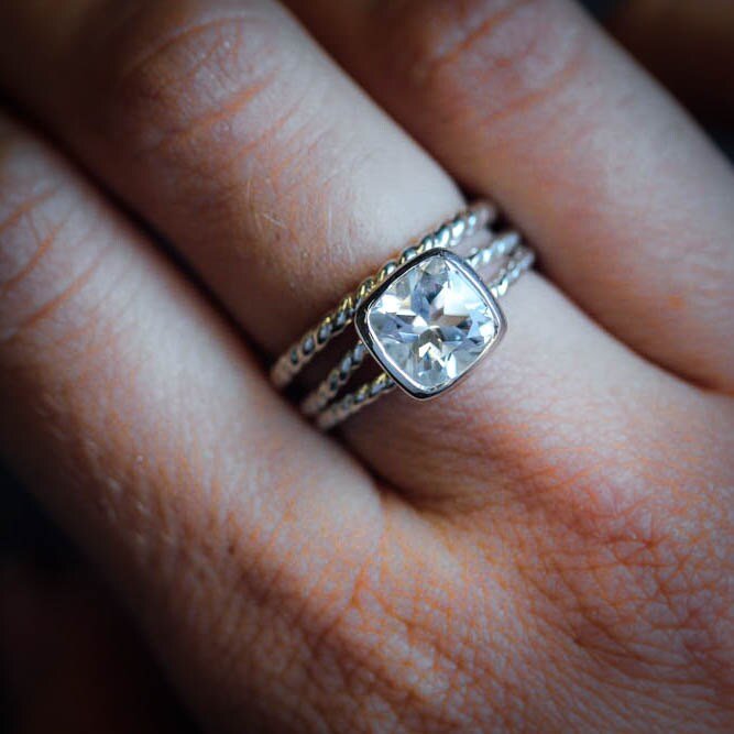 Cushion White Topaz Ring - Madelynn Cassin Designs