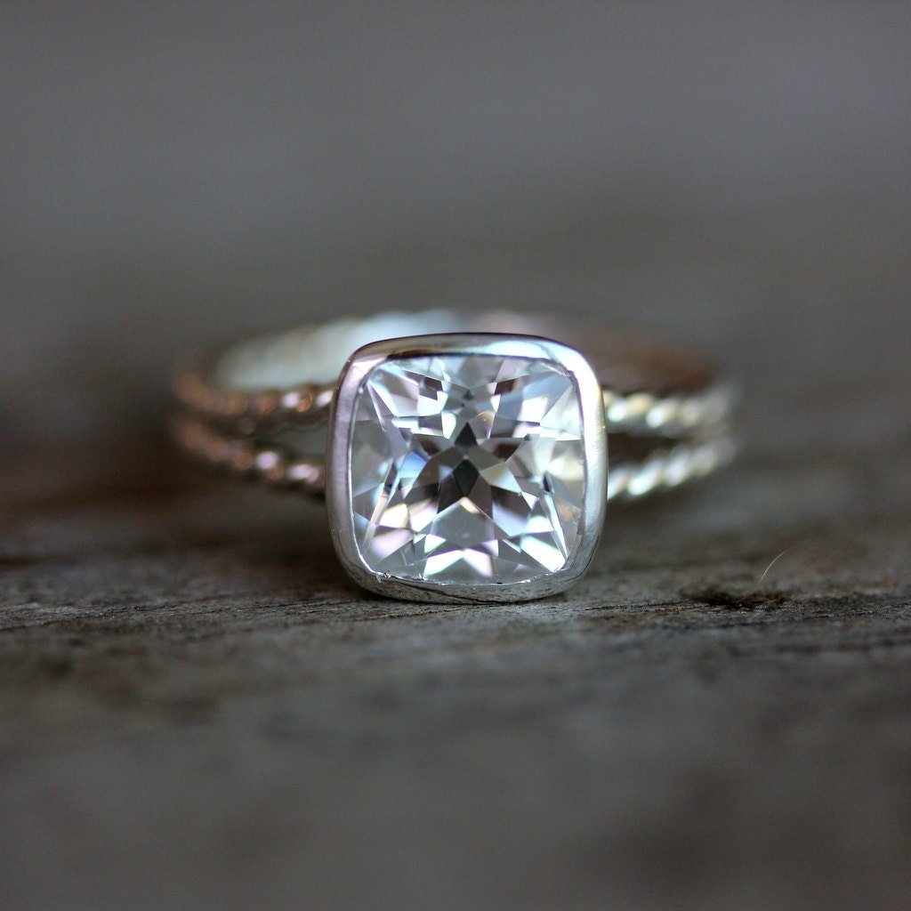 Cushion White Topaz Ring - Madelynn Cassin Designs