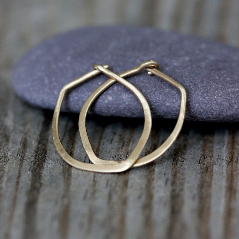 Falling Leaf Hoop Earrings in Yellow Gold - Madelynn Cassin Designs