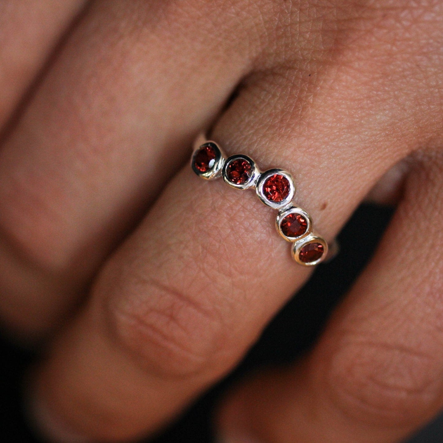 Five Stone Garnet Ring - Madelynn Cassin Designs