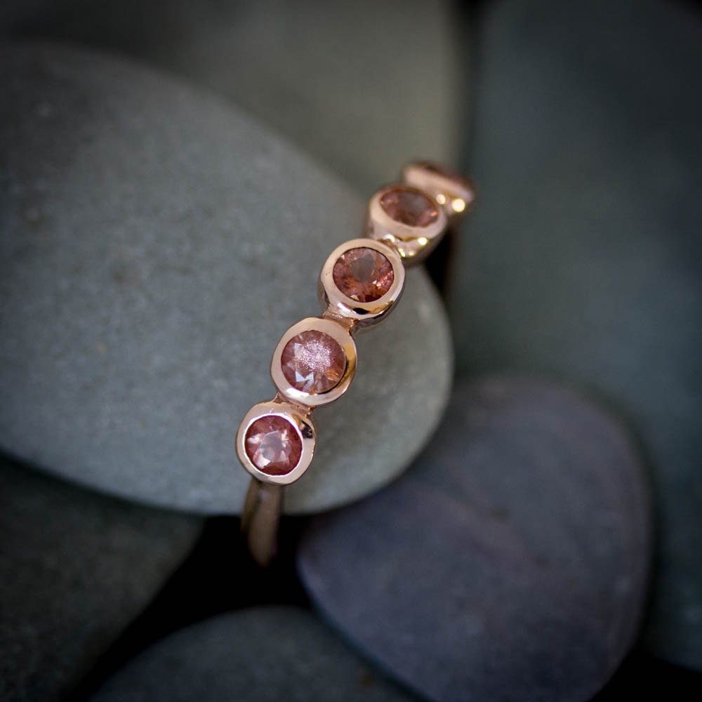 Five Stone Oregon Sunstone Ring - Madelynn Cassin Designs