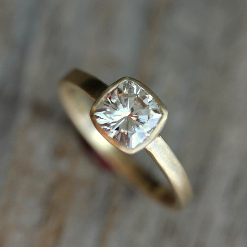 Forever Brilliant Moissanite Engagement Ring in Yellow Gold - Madelynn Cassin Designs