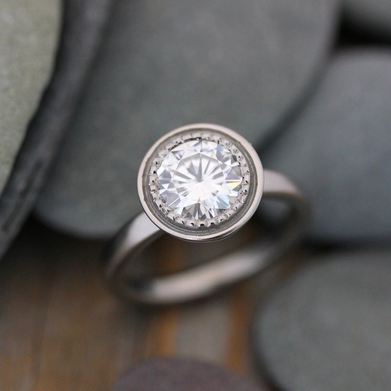 Forever One Moissanite Engagement Ring - Madelynn Cassin Designs