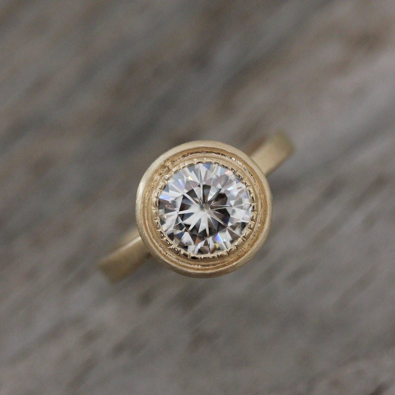 Forever One Moissanite Halo Engagement Ring - Madelynn Cassin Designs