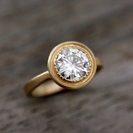 Forever One Moissanite Halo Engagement Ring - Madelynn Cassin Designs