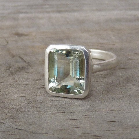 Green Amethyst Emerald Cut Gemstone Ring - Madelynn Cassin Designs