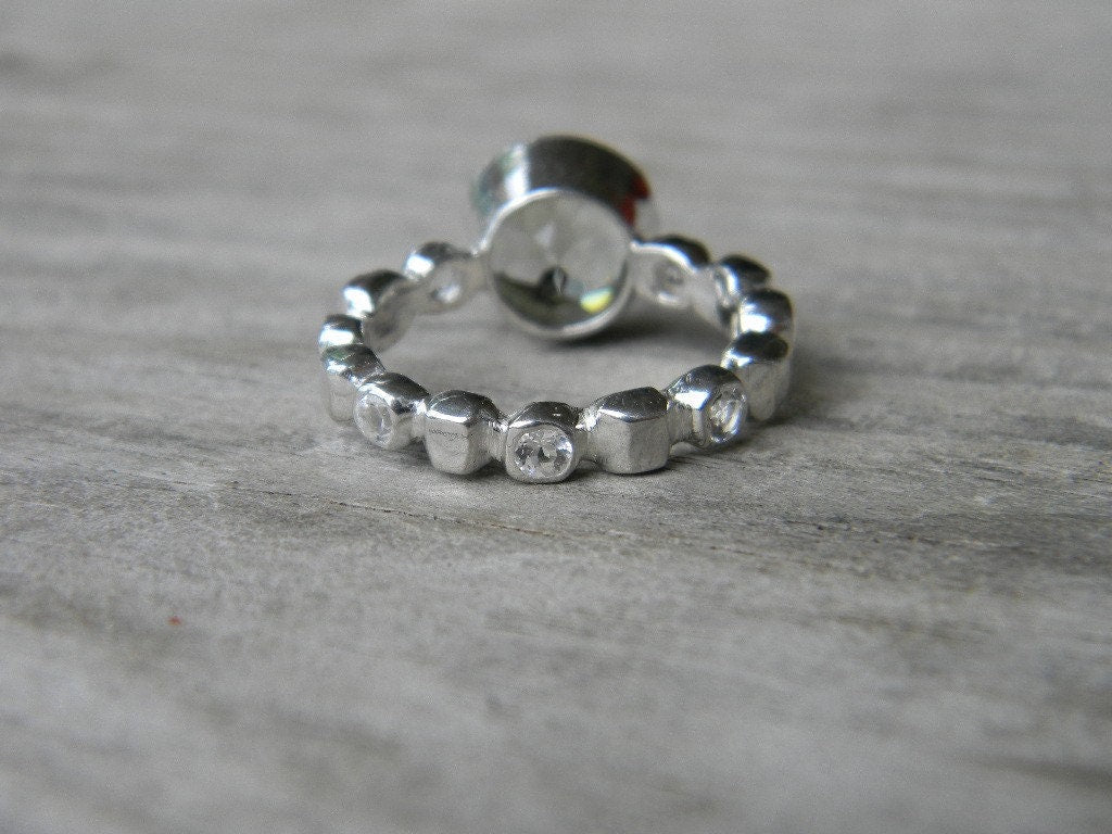 Green Amethyst Ring and White Topaz Ring - Madelynn Cassin Designs