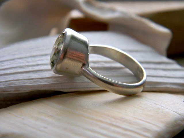 Green Amethyst Round Gemstone in Matte Silver Bezel - Madelynn Cassin Designs