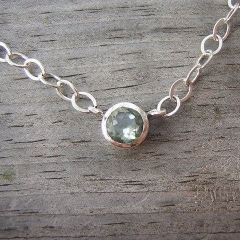 Green Amethyst Tinsel Necklace in Sterling Silver - Madelynn Cassin Designs