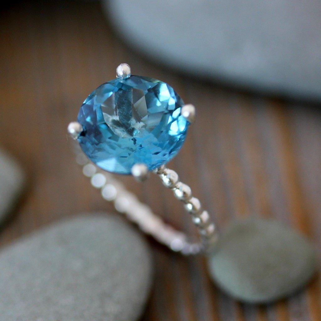 Huge Solitaire London Blue Topaz Ring - Madelynn Cassin Designs
