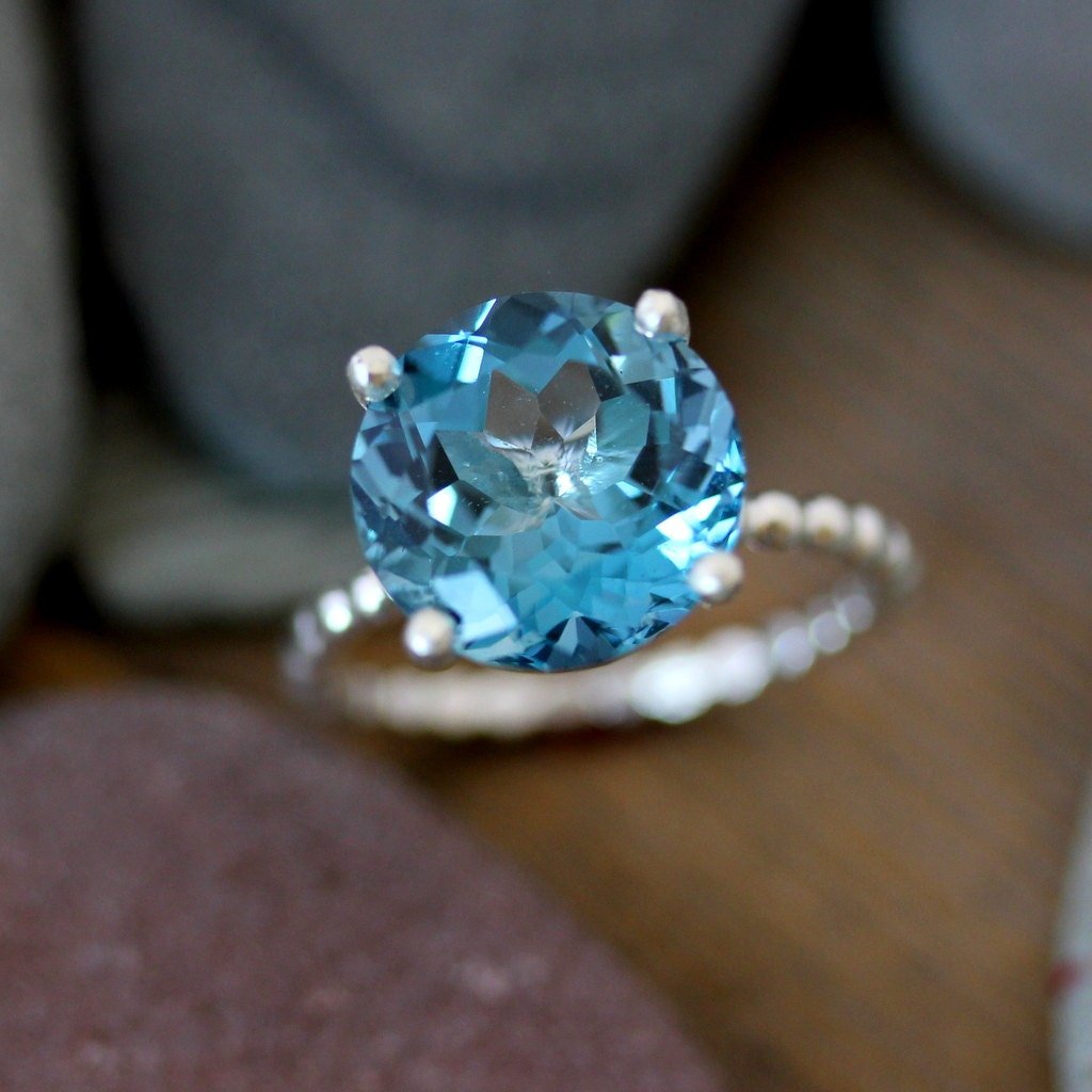 Huge Solitaire London Blue Topaz Ring - Madelynn Cassin Designs