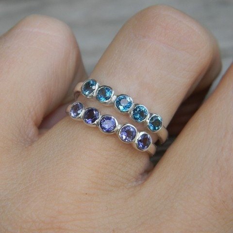 Iolite Gemstone Anniversary Band - Madelynn Cassin Designs
