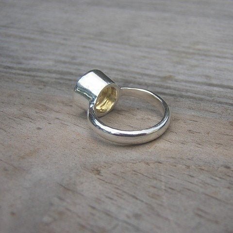 Large Round Citrine Gemstone Ring in Recycled Sterling Silver - Madelynn Cassin Designs