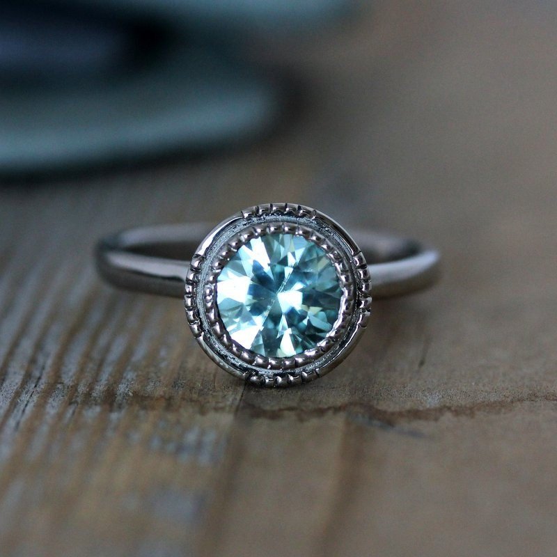 Light Blue Aqua Zircon Ring - Madelynn Cassin Designs
