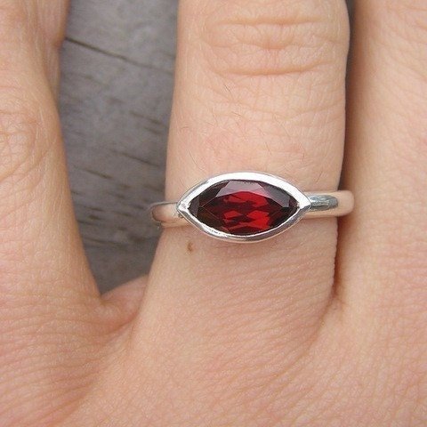 Marquise Garnet Silver Ring - Madelynn Cassin Designs