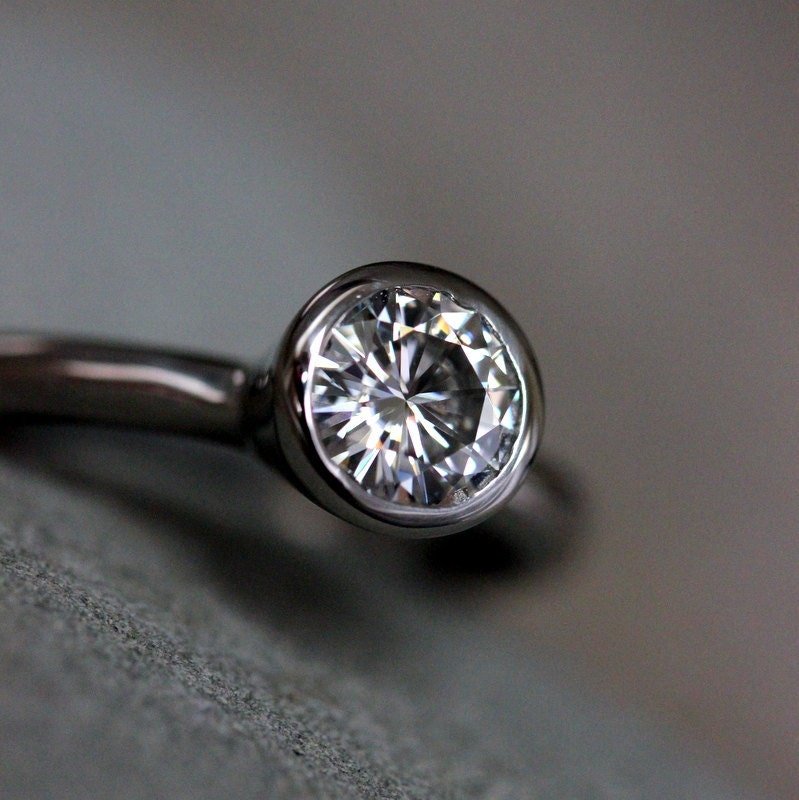 Moissanite Ring White Gold Ring - Madelynn Cassin Designs