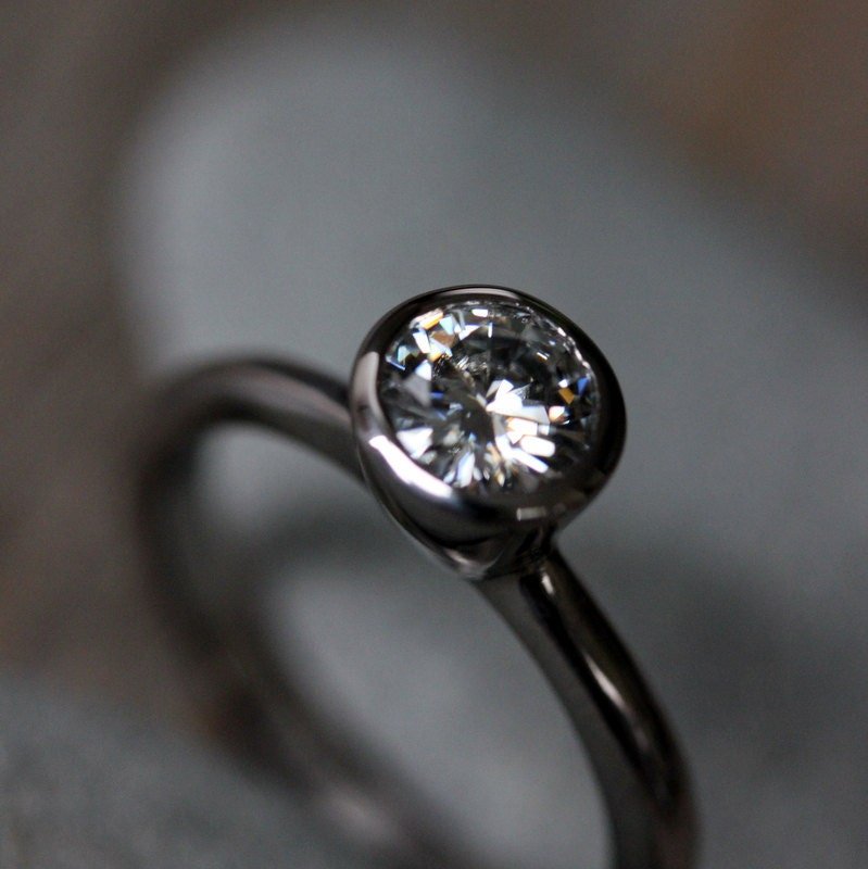 Moissanite Ring White Gold Ring - Madelynn Cassin Designs