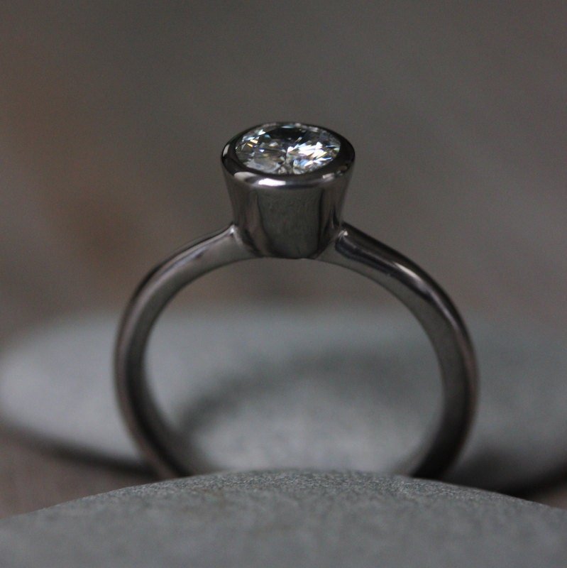 Moissanite Ring White Gold Ring - Madelynn Cassin Designs
