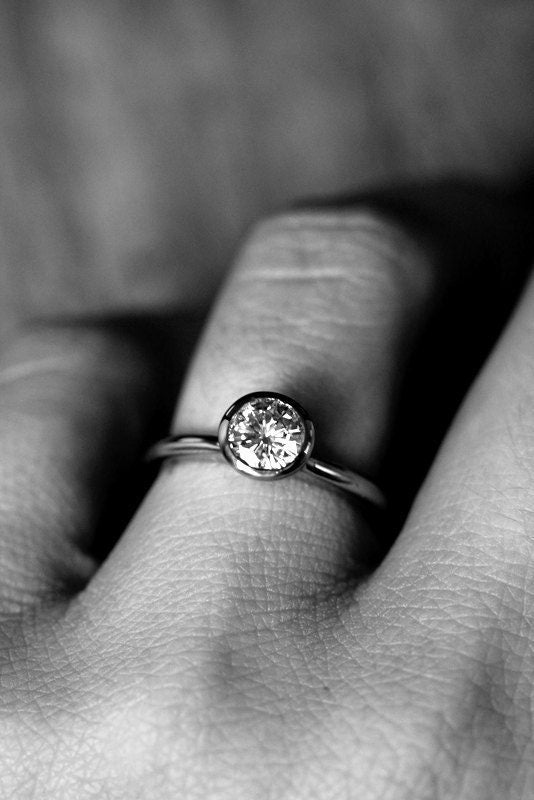 Moissanite Ring White Gold Ring - Madelynn Cassin Designs