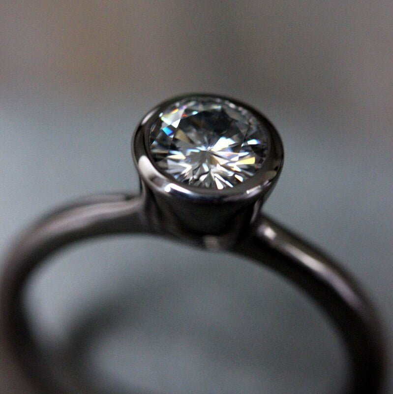 Moissanite Ring White Gold Ring - Madelynn Cassin Designs