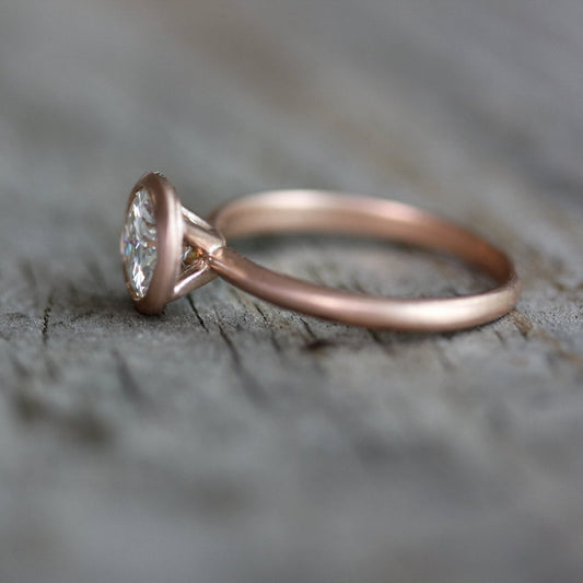 Moissanite Rose Gold Engagement Ring - Madelynn Cassin Designs