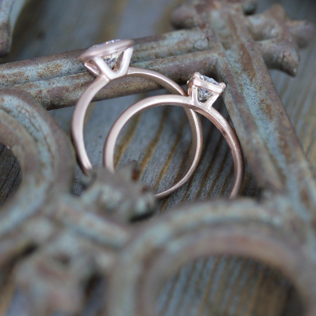 Moissanite Rose Gold Engagement Ring - Madelynn Cassin Designs