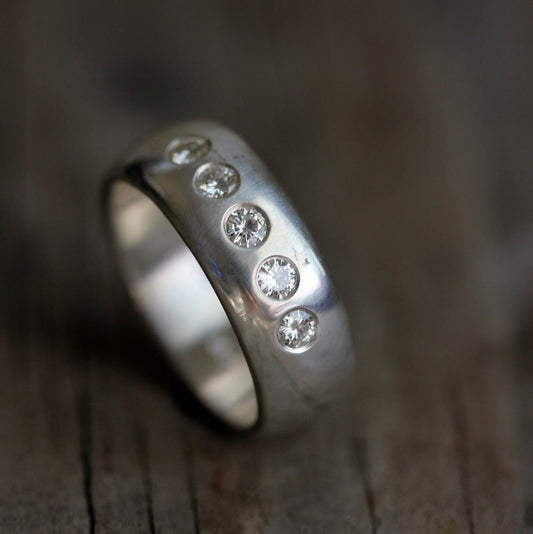 Moissanite Wedding Band - Madelynn Cassin Designs