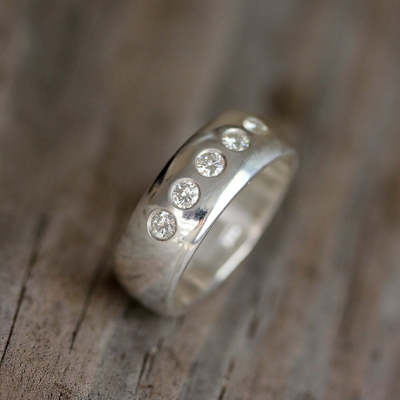 Moissanite Wedding Band - Madelynn Cassin Designs