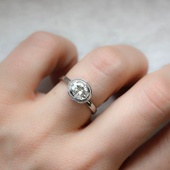 Moissanite White Gold Ring - Madelynn Cassin Designs