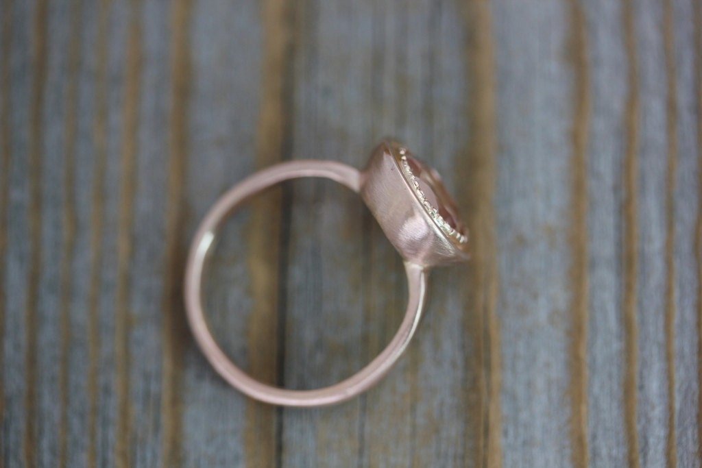 Oregon Sunstone Halo Ring and 14k Yellow Gold - Madelynn Cassin Designs