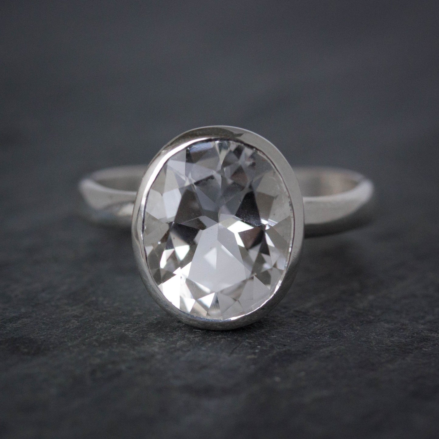 Oval White Topaz Ring in Sterling Silver - Madelynn Cassin Designs