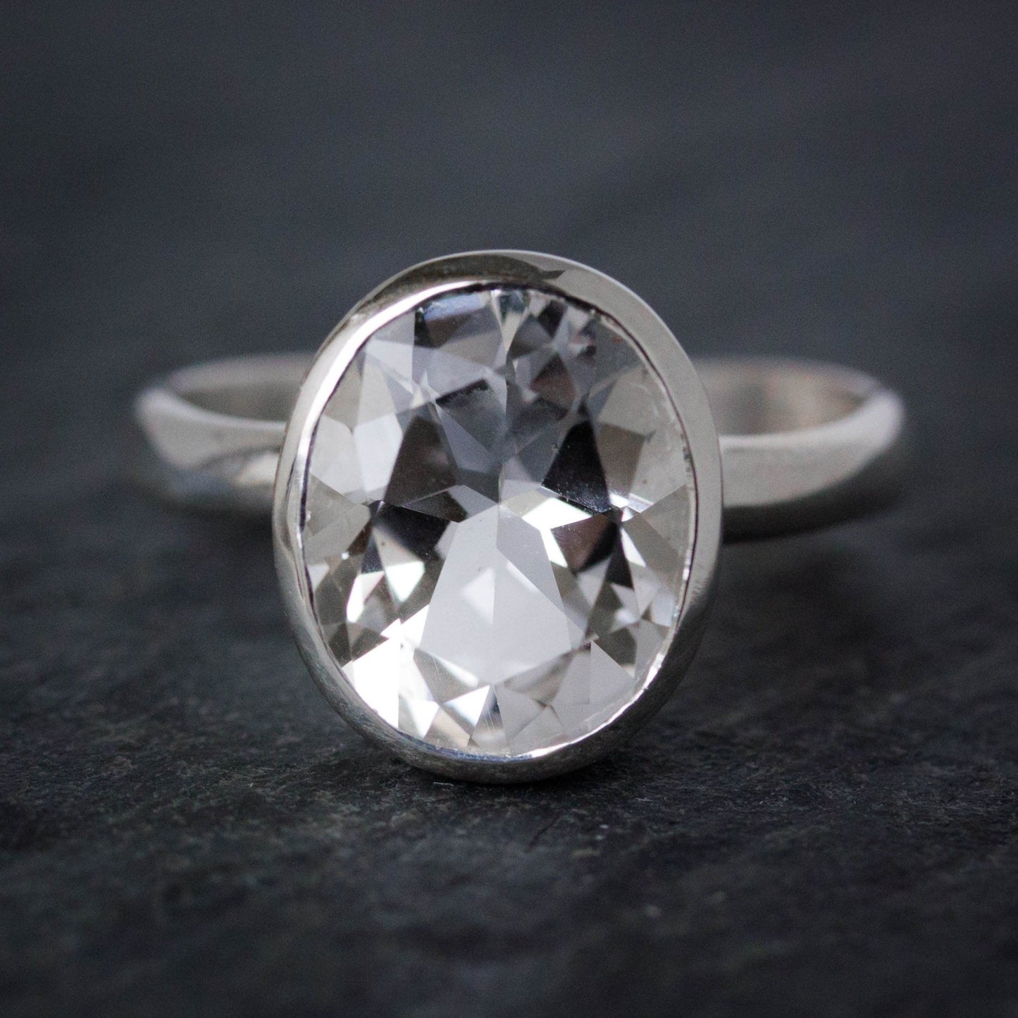 Oval White Topaz Ring in Sterling Silver - Madelynn Cassin Designs