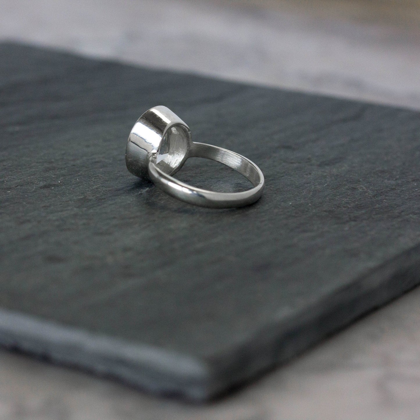 Oval White Topaz Ring in Sterling Silver - Madelynn Cassin Designs