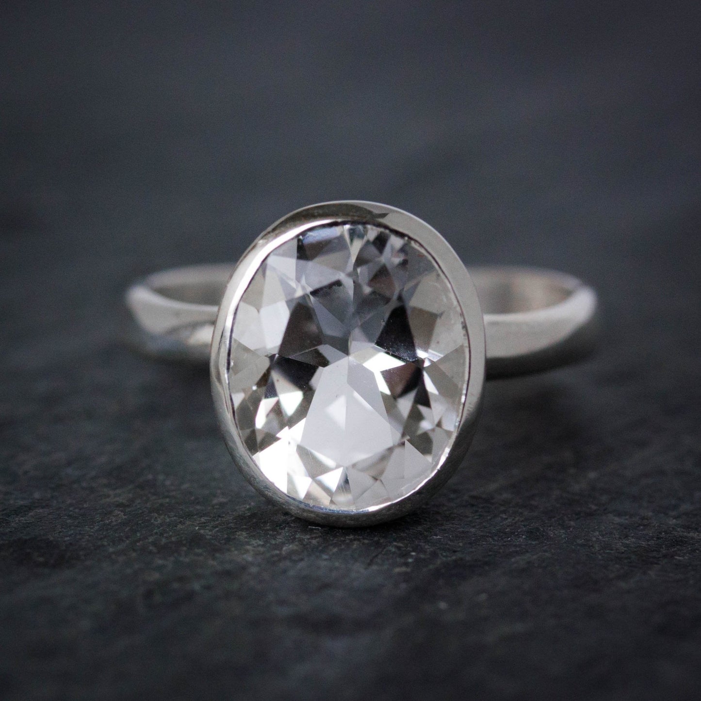 Oval White Topaz Ring in Sterling Silver - Madelynn Cassin Designs