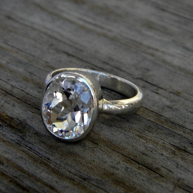 Oval White Topaz Ring in Sterling Silver - Madelynn Cassin Designs
